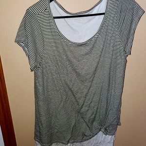 Motherhood Maternity, Large, Olive Green and white striped